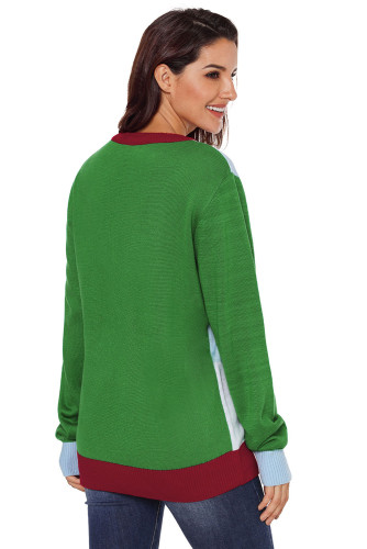 Cool Snowman Christmas Sweater with Green Sleeves