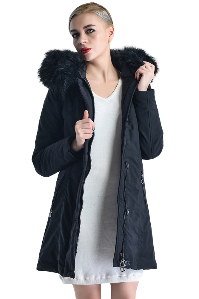 Fur Hooded Winter Rookie Black Parka Jacket