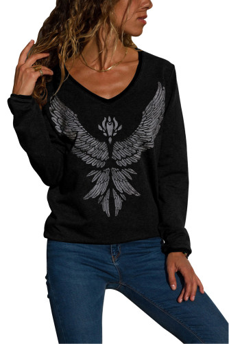 Black Eagle Spread Wing Print Pullover