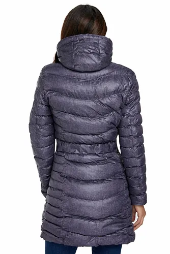 Dark Gray Hooded Longline Winter Coat with Belt