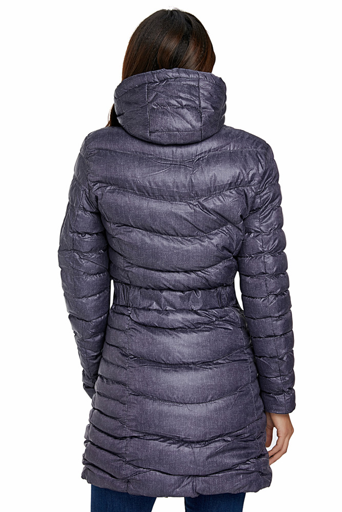 Dark Gray Hooded Longline Winter Coat with Belt