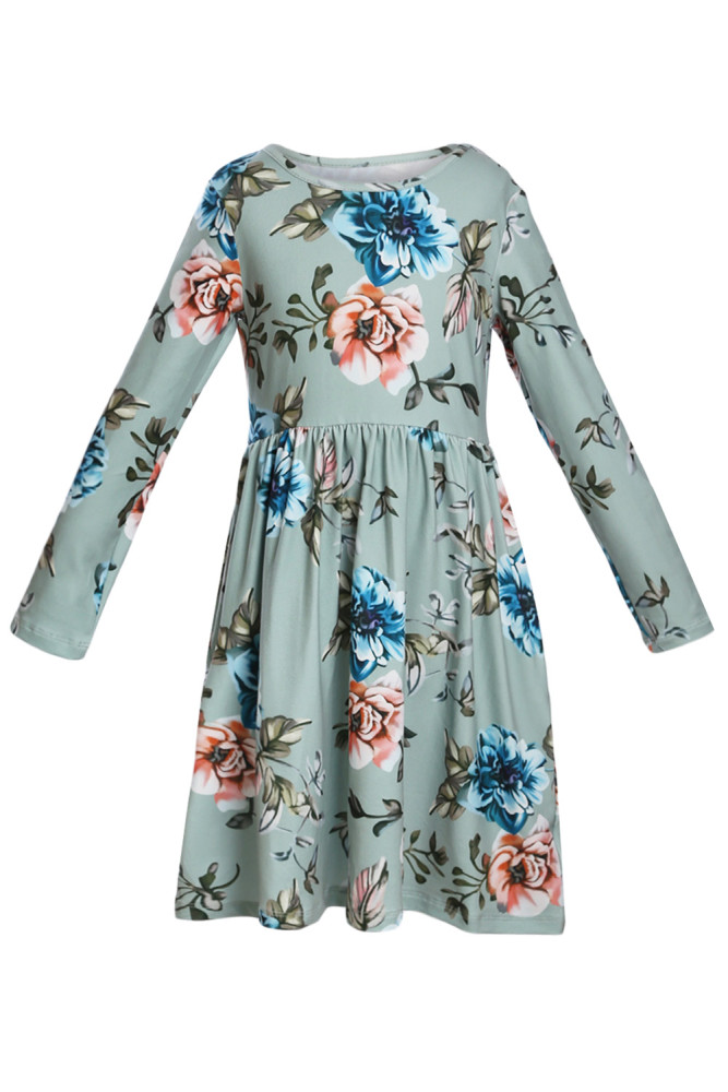 Floral Mint Swing Dress with Hidden Pockets
