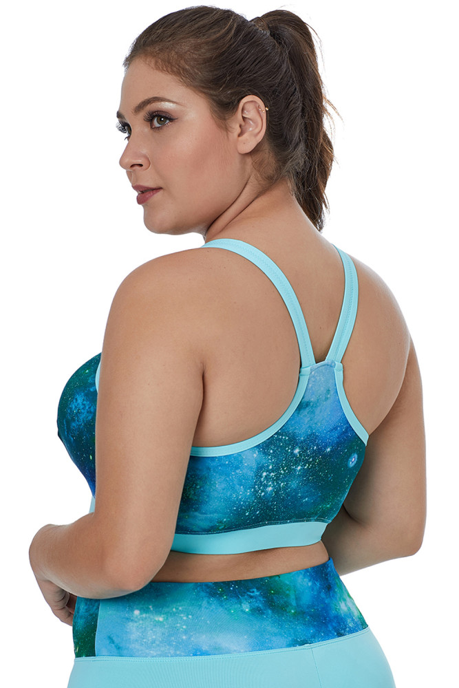 Light Blue Painting Print Sports Bra Top