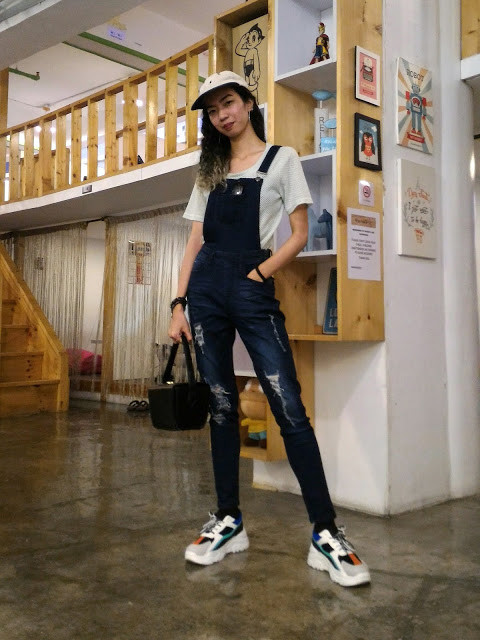 Dark Blue Wash Distressed Jeans Overalls