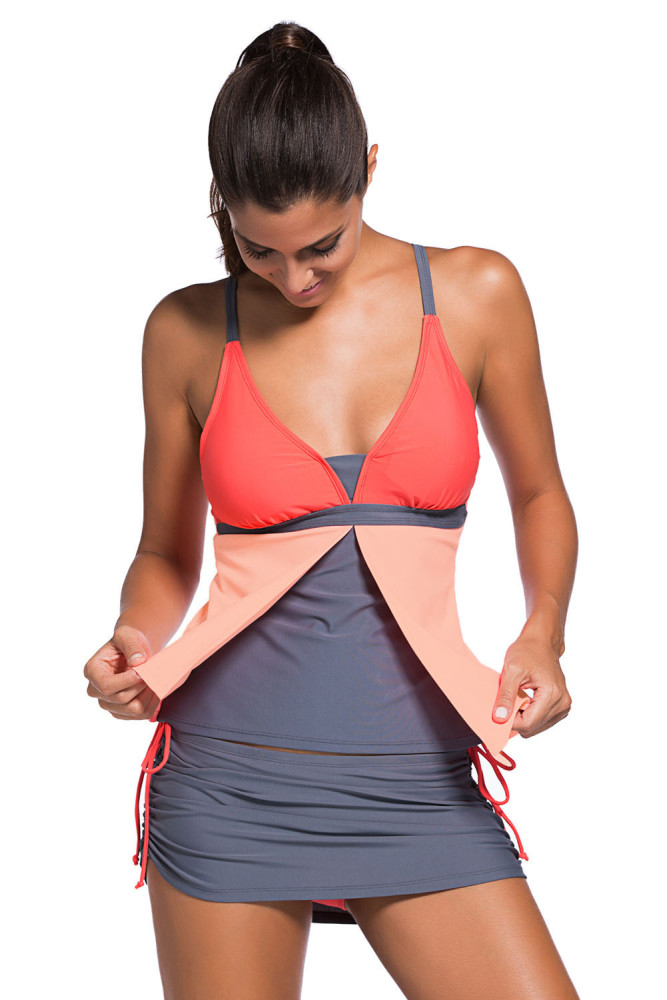 Orange Triangular Bikini Peach Flyaway Tankini Top