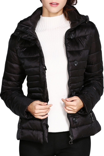 Black Core Down Hooded Jacket