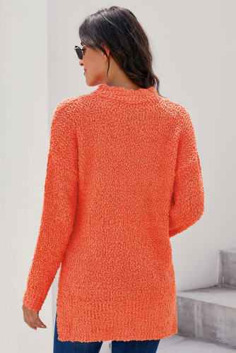 Orange Cozy Fall Popcorn Pullover Sweater