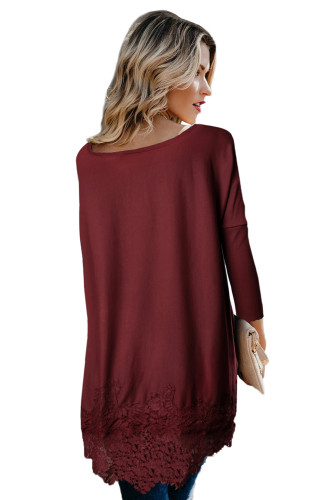 Burgundy Waldorf Lace Contrast Sweater