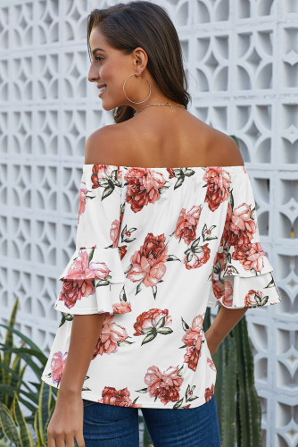 White Bring on The Floral Off The Shoulder Top