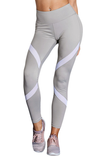 Gray Patchwork High Waist Gym Leggings