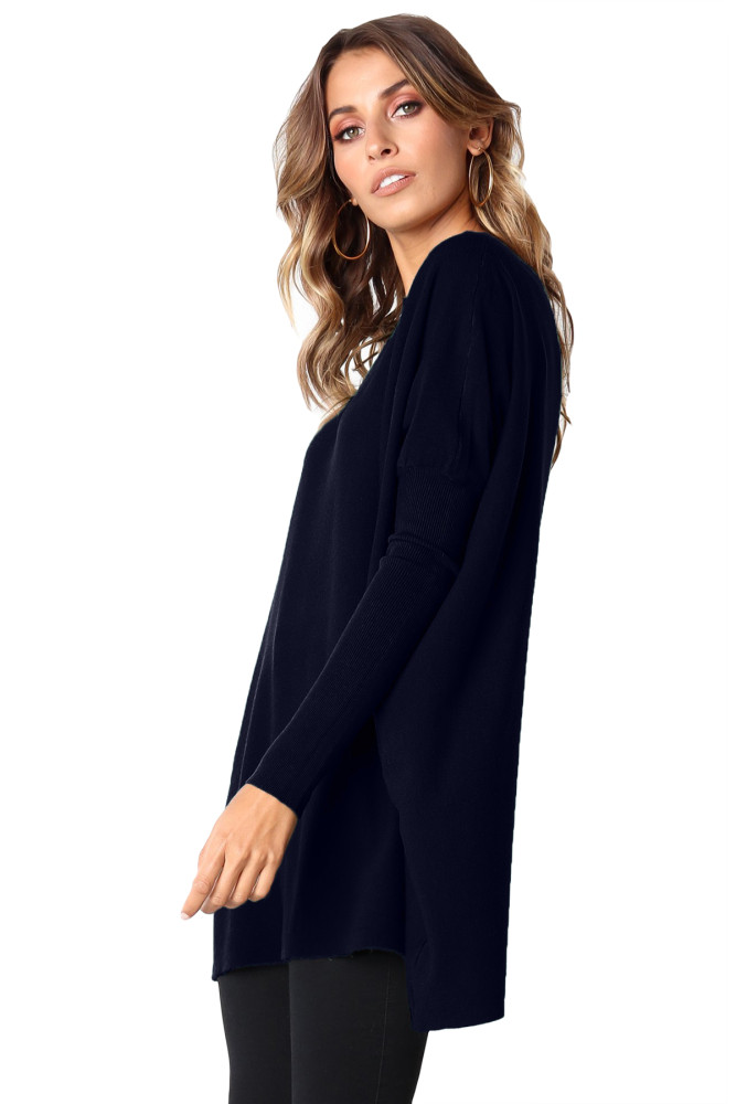 Navy Classic Wide Neck Knitted Jumper
