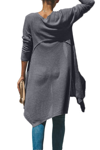 Gray Handkerchief Hem Lightweight Cardigan