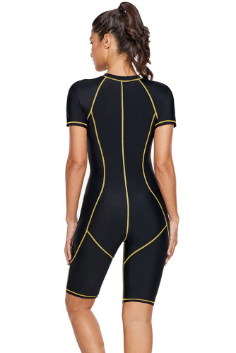 Yellow Seam Contoured Zip Front Wetsuit