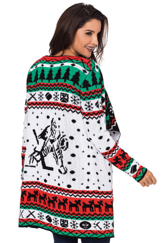 White Christmas Snowland Turndown Collar Christmas Cardigan