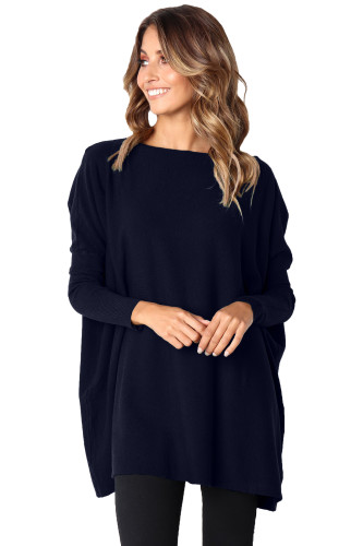 Navy Classic Wide Neck Knitted Jumper