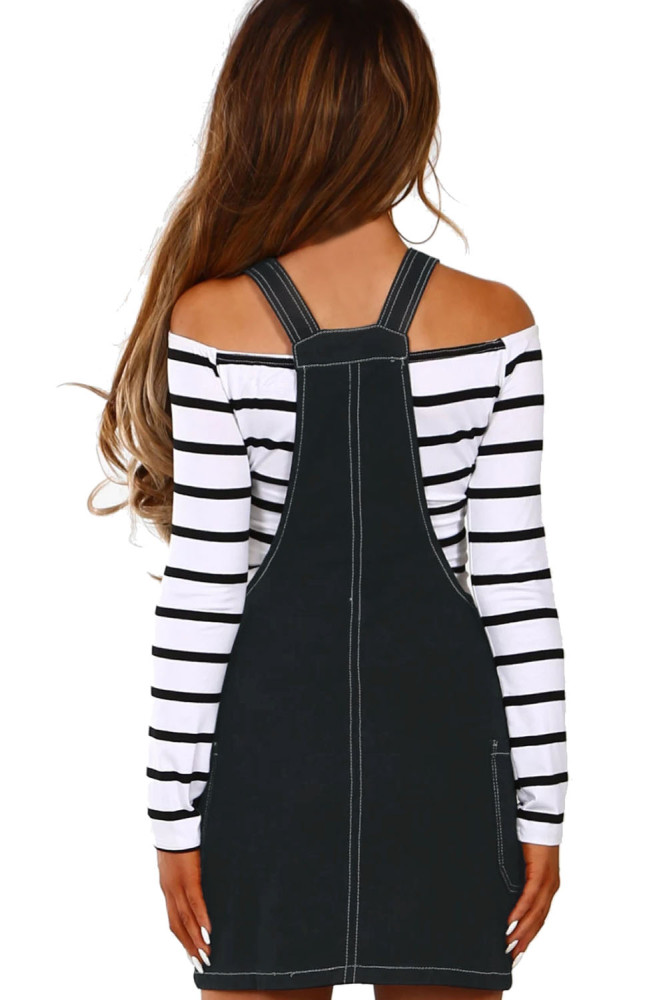 Black Stretch Denim Mini Jumper Dress