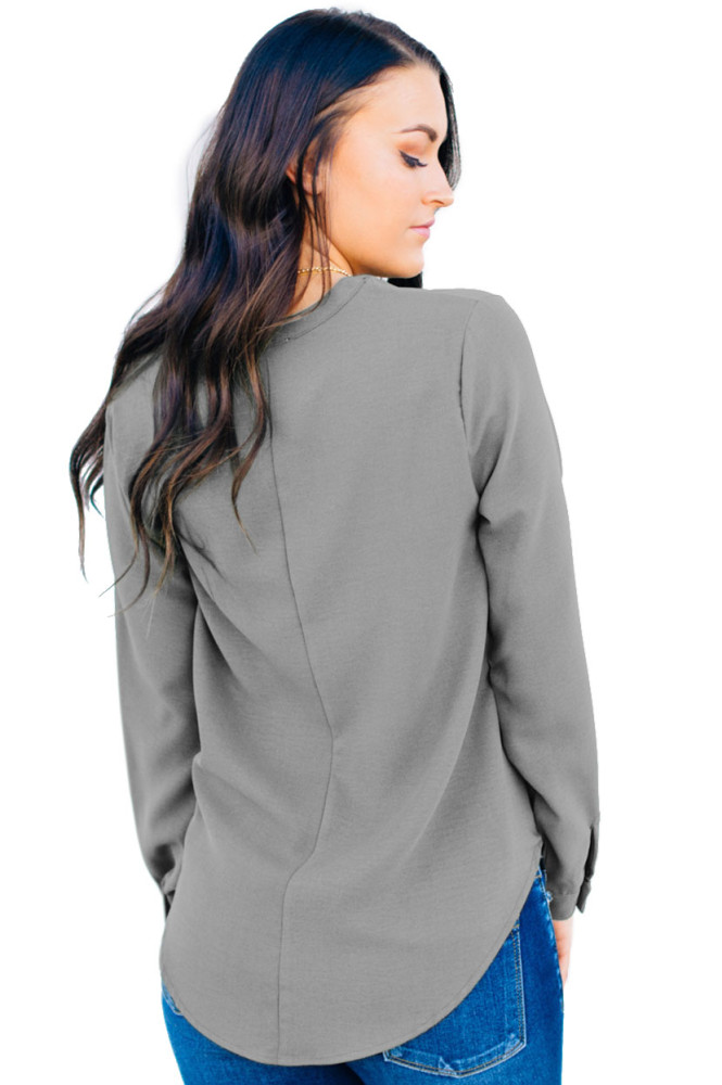 Gray Surplice Button Trio Top