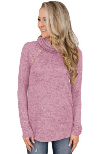 Pink Charming Ways Cowl Neck Button up Top