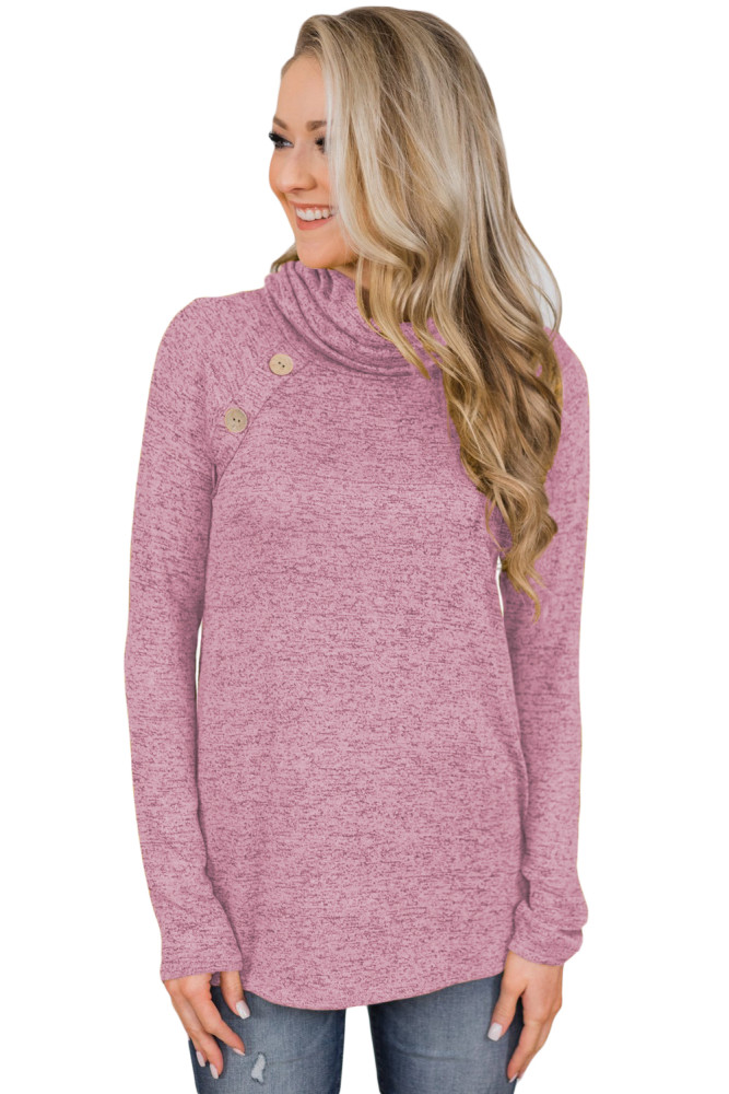 Pink Charming Ways Cowl Neck Button up Top