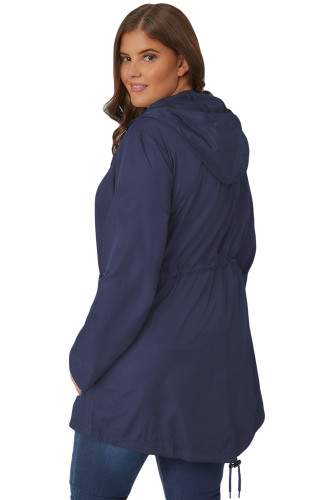 Navy Plus Size Pocket Parka Jacket