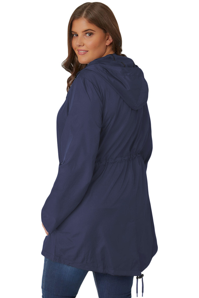 Navy Plus Size Pocket Parka Jacket
