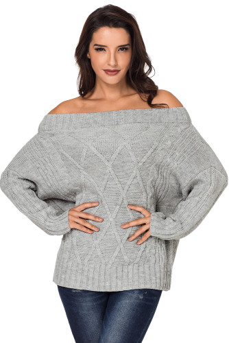 Gray Off The Shoulder Winter Sweater
