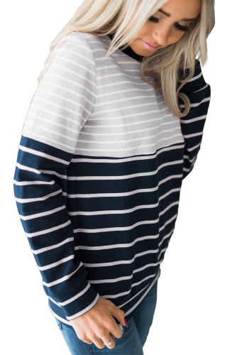 Gray Stripes Accent Color Blocked Sweatshirt
