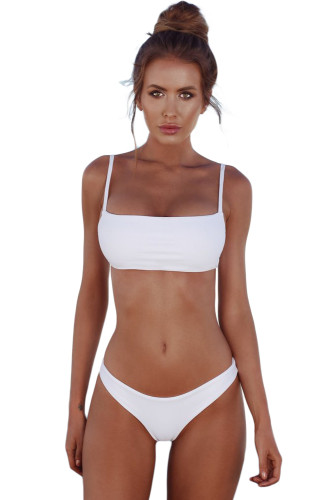 White Plain Two Piece Swimsuit
