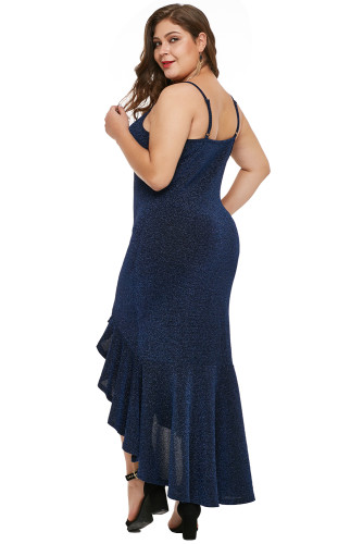 Navy Blue True Shine Plus Size High-low Dress