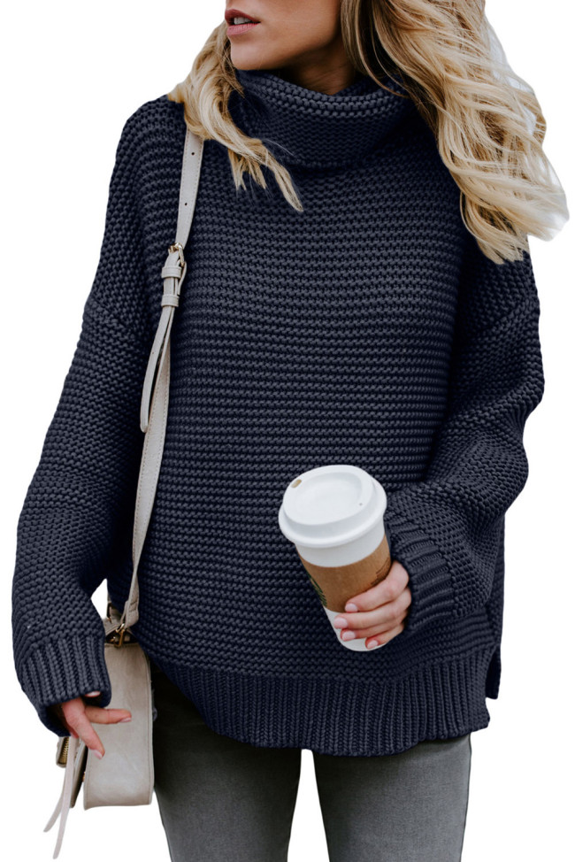 Navy Cozy Long Sleeves Turtleneck Sweater