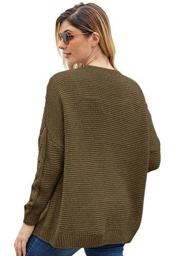 Taupe Chunky Wide Long Sleeve Knit Cardigan