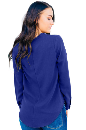 Blue Surplice Button Trio Top