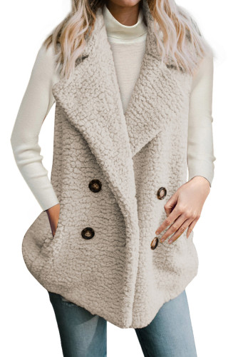 Button Detail Apricot Lambswool Vest Jacket