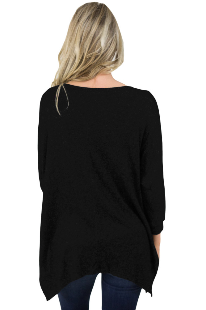 Christmas Deer Plaid Black Quarter Sleeve Tunic