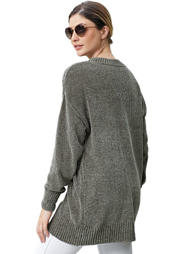 Grey Cozy Scoop Neck Velvet Sweater