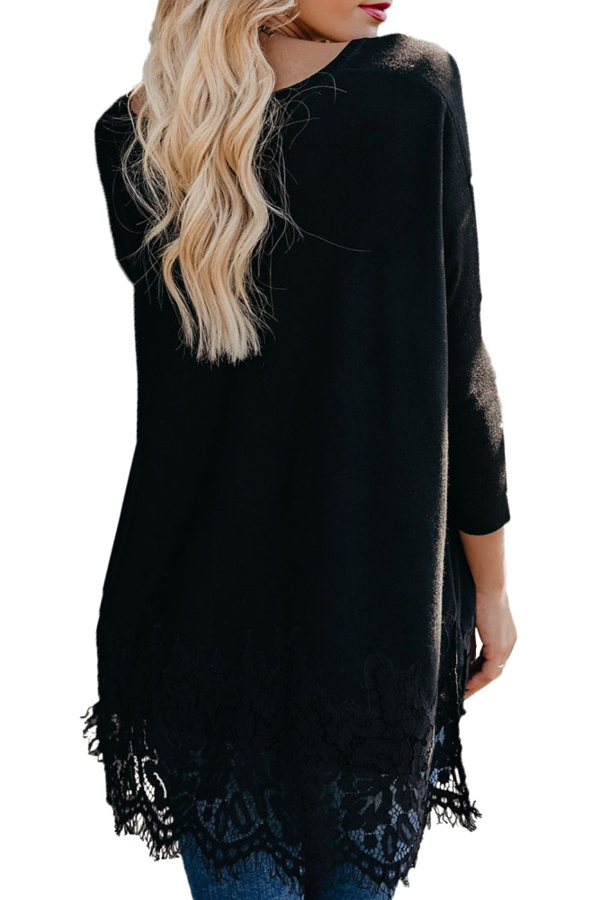 Black Waldorf Lace Contrast Sweater