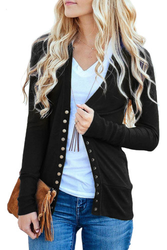 Black Long Sleeve Snap Cardigan