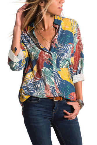 Multicolor Plant Print Women Shirt