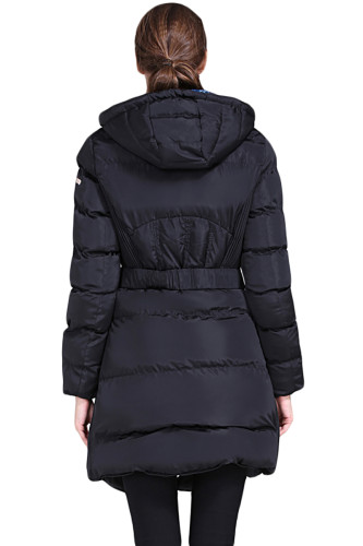 Black Cotton Quilted Longline Hooded Coat