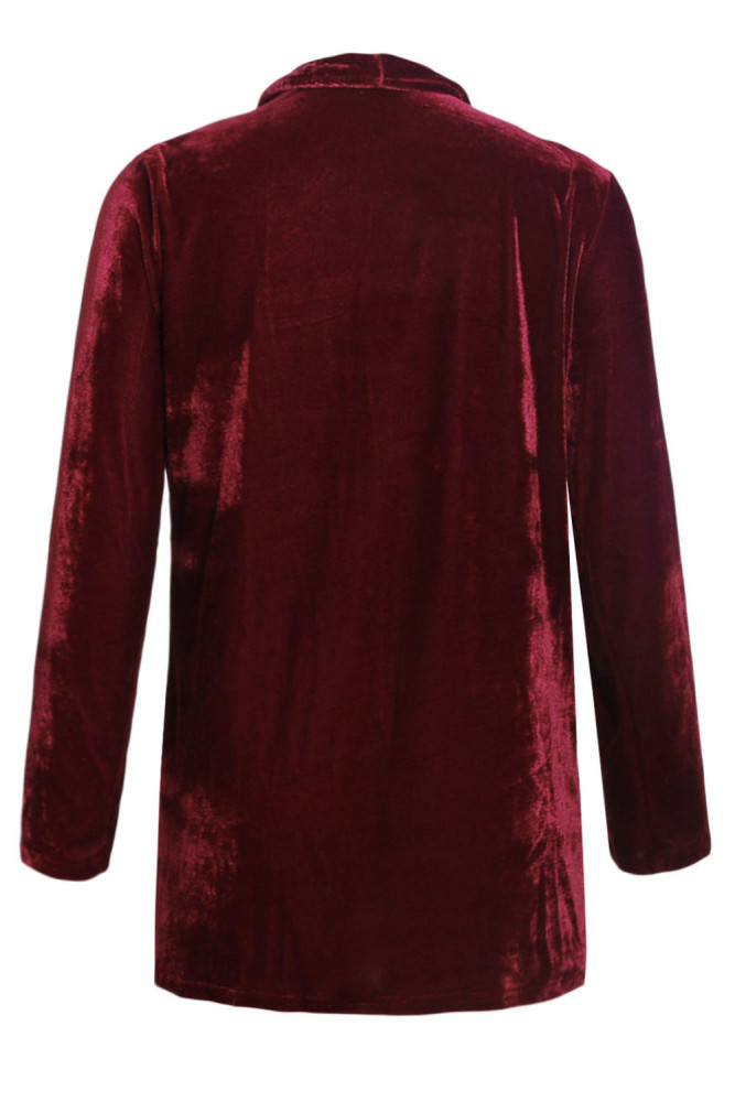 Russet Draped Open Front Velvet Jacket