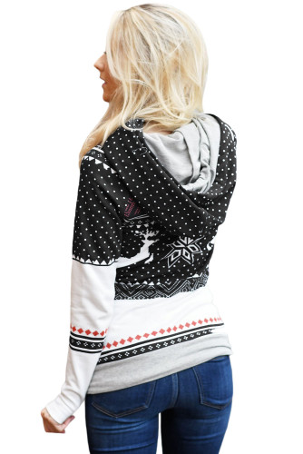 Black Snow Reindeer Double Hooded Sweatshirt