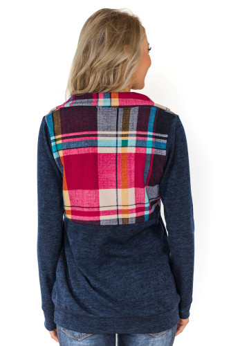 Multicolor Buffalo Plaid Half Zip Up Sweatshirt