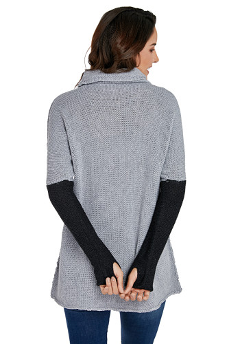 Charcoal Gray Individual Cowl Neck Pullover Sweater