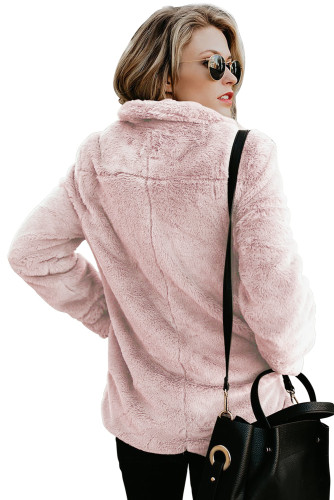 Blush Pocket Style Fluffy Winter Coat