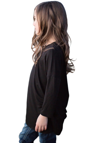 Black Long Sleeve Crisscross Top for Girls