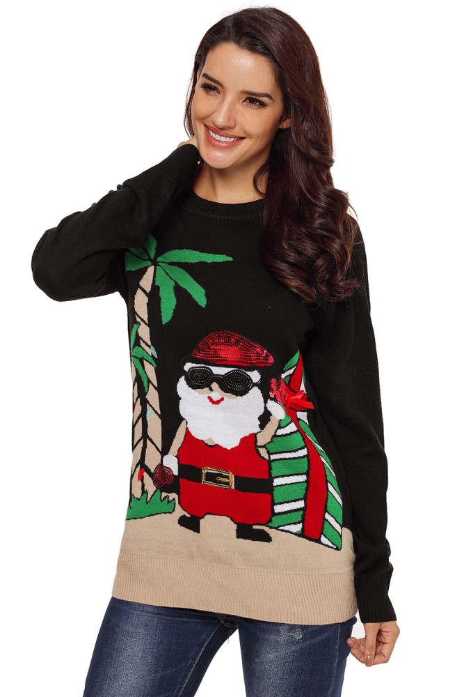 Beach Coconut Tree Santa Sweater
