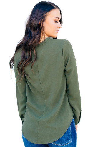 Olive Surplice Button Trio Top
