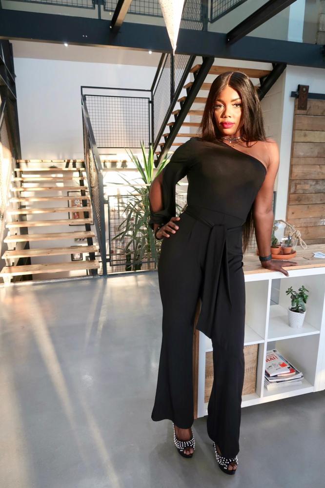 Black Asymmetric One Shoulder Wide Leg Solid Jumpsuit
