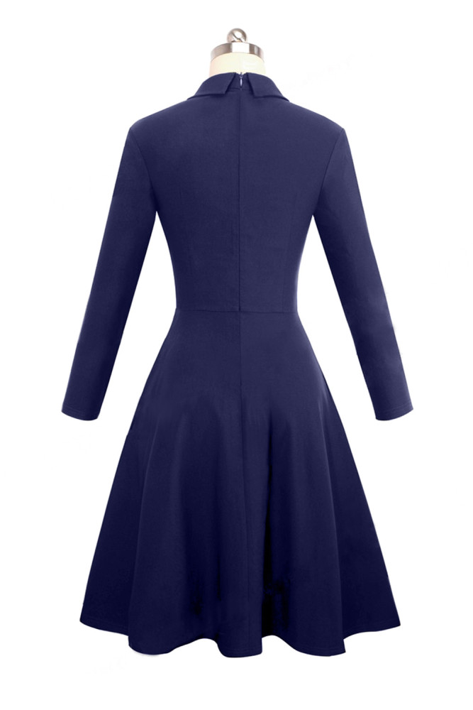 Indigo Double Breasted Vintage Flared Dress