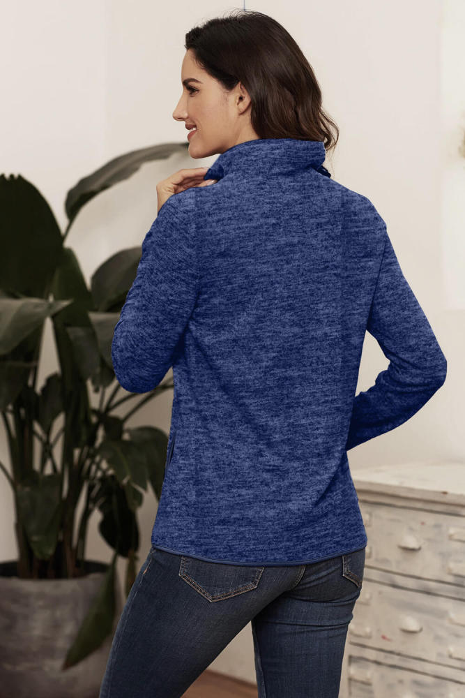 Blue Quarter Zip Pullover Sweatshirt